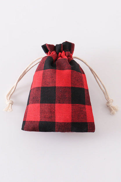 Red Green Black check gift bag