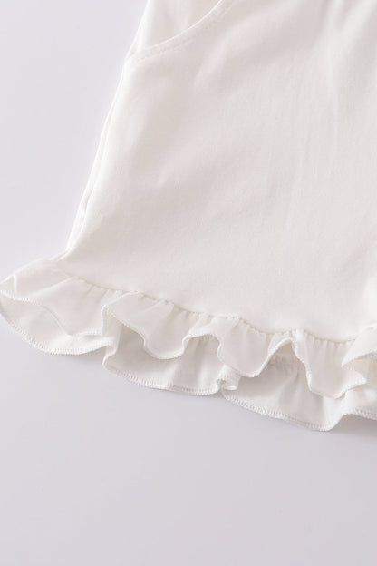 Cream basic ruffle shorts