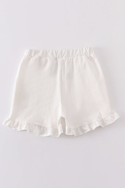 Cream basic ruffle shorts