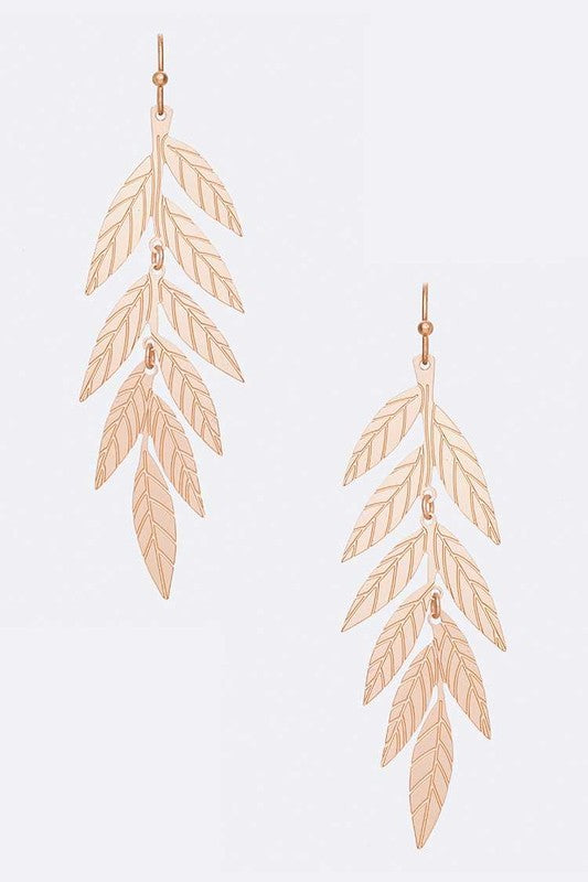 Metal Leaf Drop Earrings