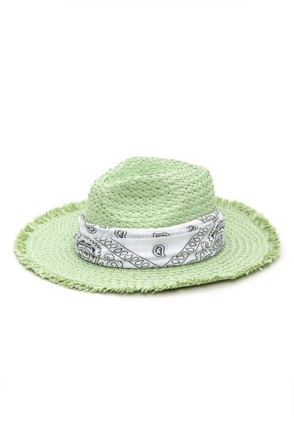 Bandana Mint Color Straw Hat