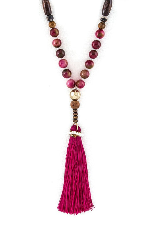 Mix Beads & Tassel Necklace