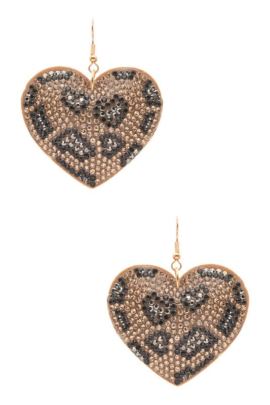 Leopard Print Rhinestone Pillow Earrings