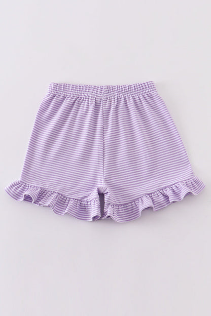 Premium Purple & white stripe basic ruffle shorts