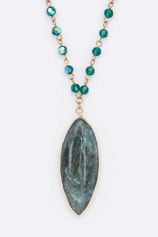 Beads & Precious Stone Pendant Necklace