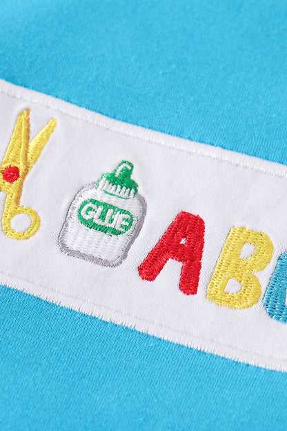 Blue apple ABC embroidery boy set