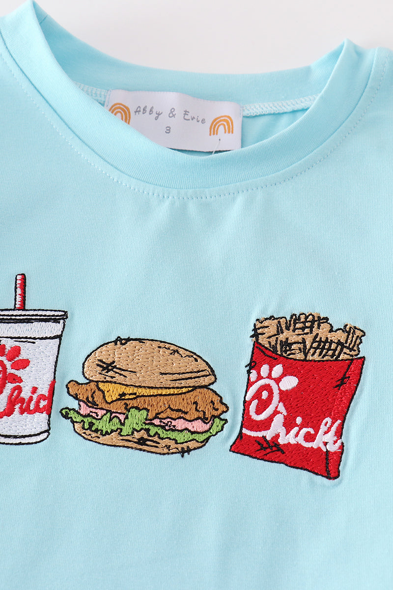 Red stripe chick fil a embroidery boy pants set